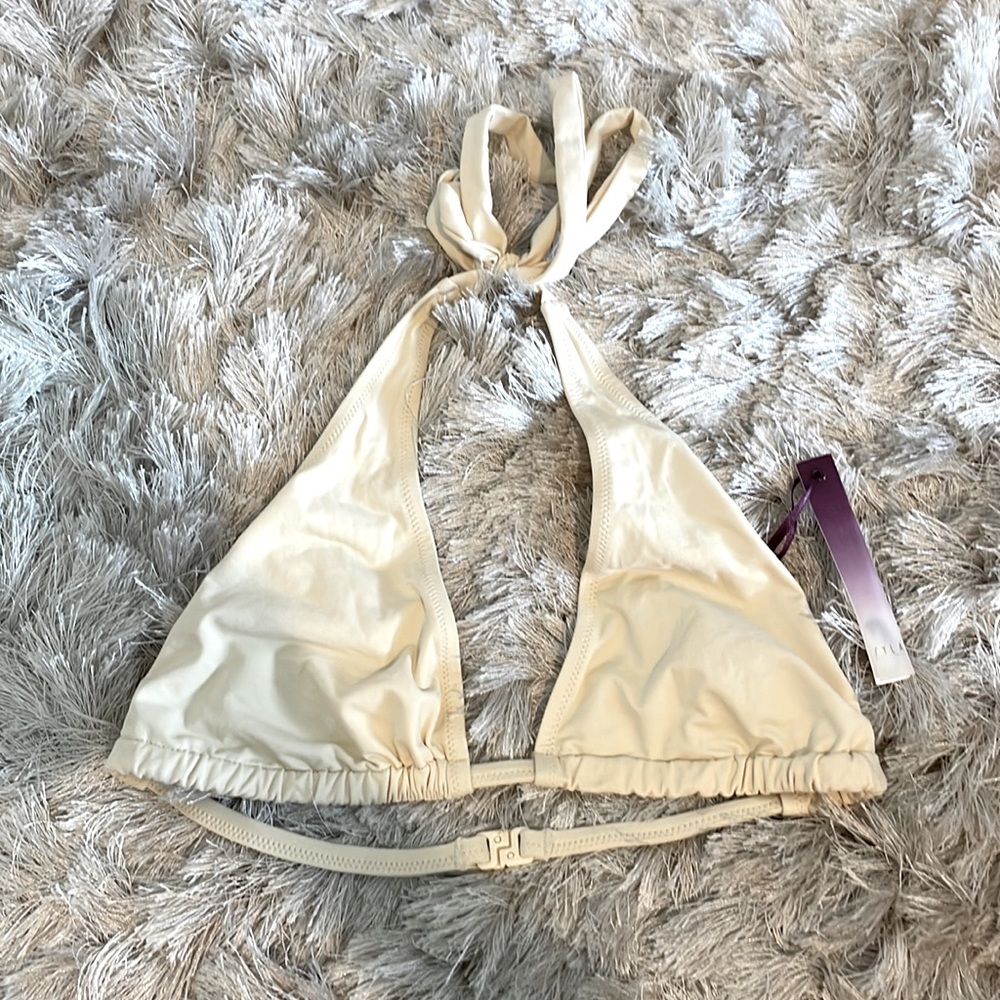 3/$30 BNWT Syla by Sylvie Cachay cream luxurious Bikini Halter top size II